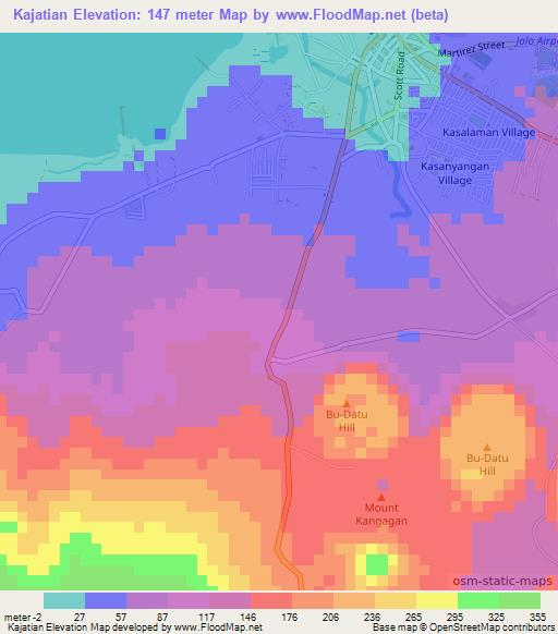 Kajatian,Philippines Elevation Map