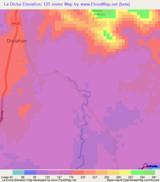 La Dicha,Philippines Elevation Map