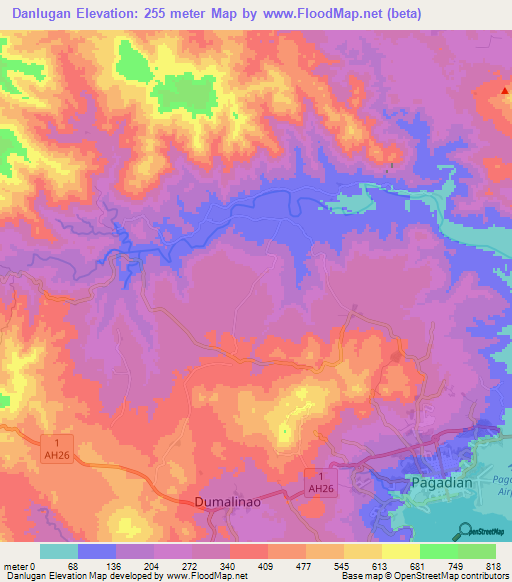 Danlugan,Philippines Elevation Map