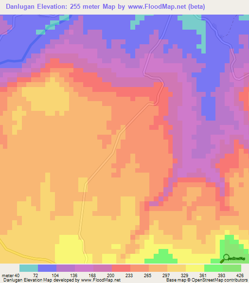 Danlugan,Philippines Elevation Map