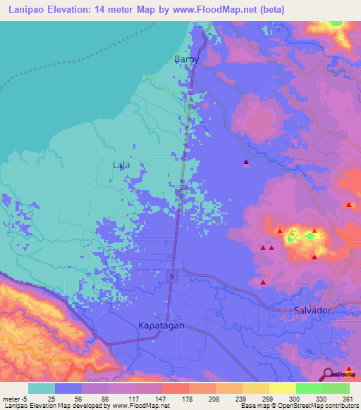 Lanipao,Philippines Elevation Map