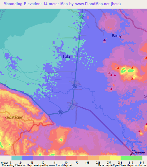 Maranding,Philippines Elevation Map