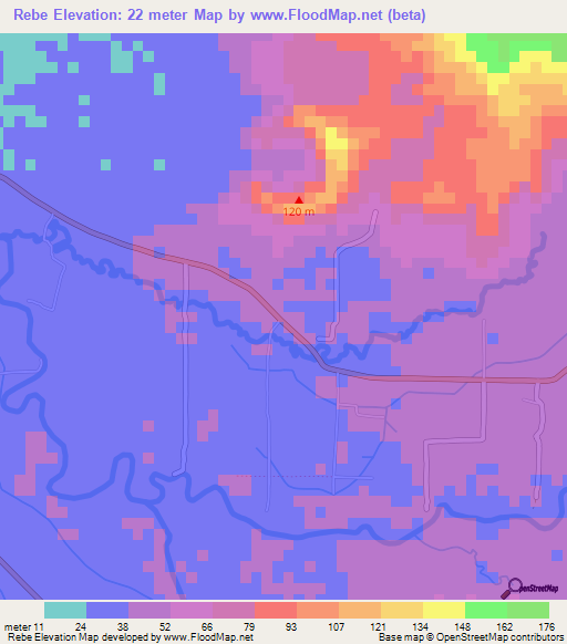 Rebe,Philippines Elevation Map