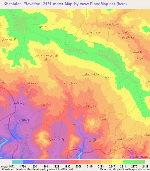 Kheshtian,Iran Elevation Map