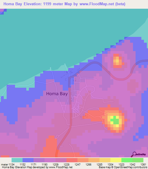Homa Bay,Kenya Elevation Map