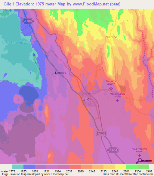 Gilgil,Kenya Elevation Map
