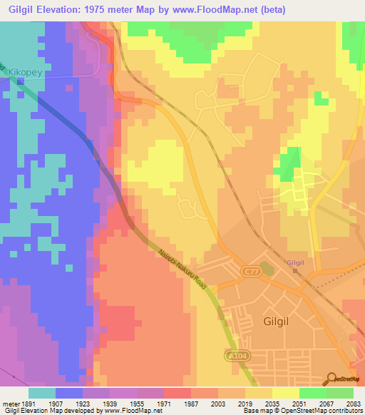 Gilgil,Kenya Elevation Map