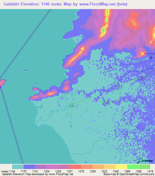 Galafahi,Kenya Elevation Map