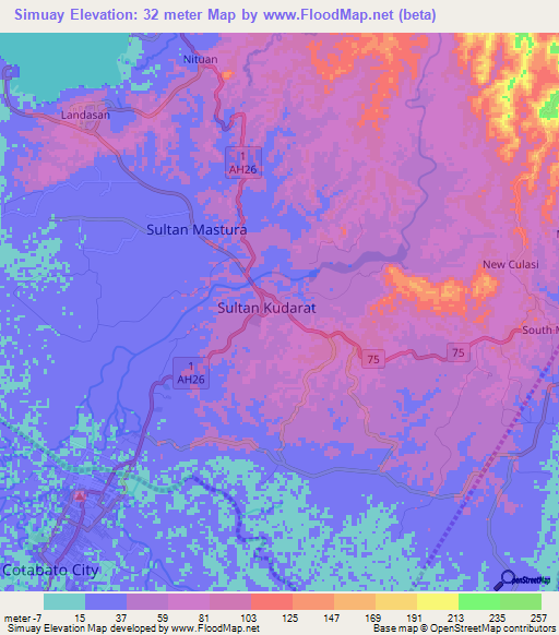 Simuay,Philippines Elevation Map