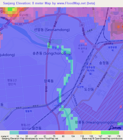 Saejang,South Korea Elevation Map