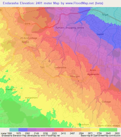 Endarasha,Kenya Elevation Map