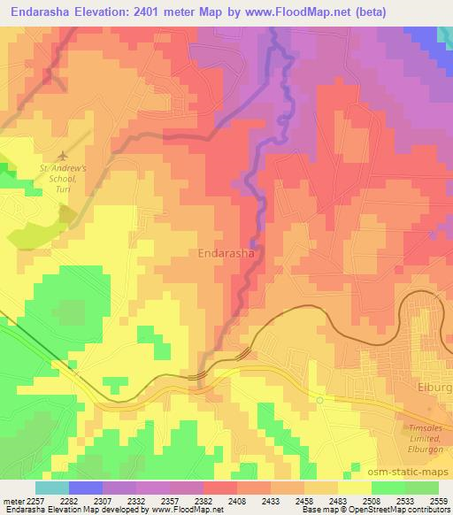 Endarasha,Kenya Elevation Map