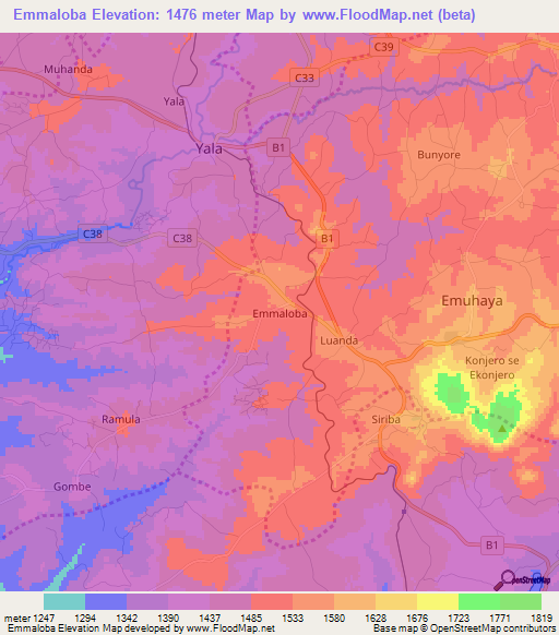 Emmaloba,Kenya Elevation Map