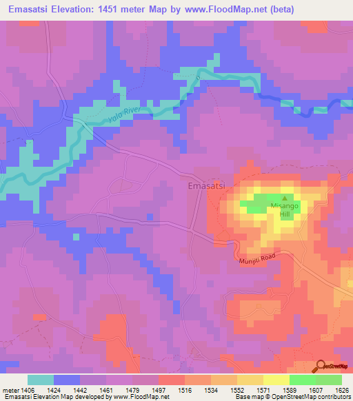 Emasatsi,Kenya Elevation Map