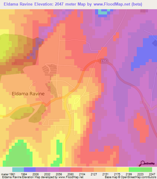 Eldama Ravine,Kenya Elevation Map