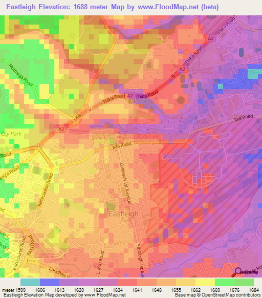 Eastleigh,Kenya Elevation Map