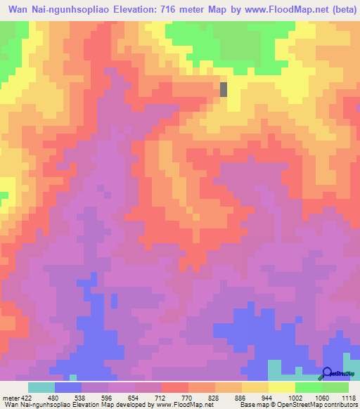 Wan Nai-ngunhsopliao,Myanmar Elevation Map