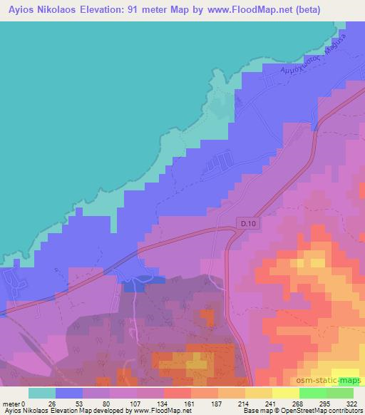 Ayios Nikolaos,Cyprus Elevation Map