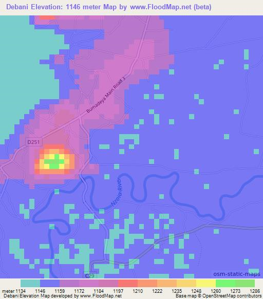 Debani,Kenya Elevation Map