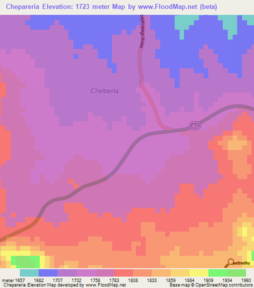 Chepareria,Kenya Elevation Map