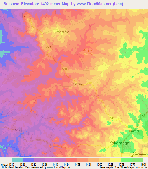 Butsotso,Kenya Elevation Map