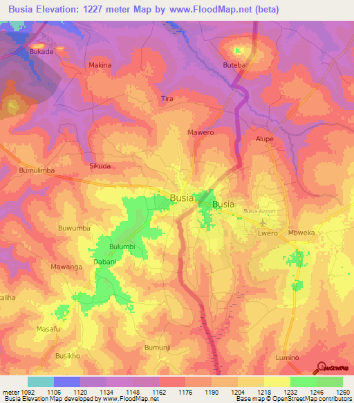 Busia,Kenya Elevation Map