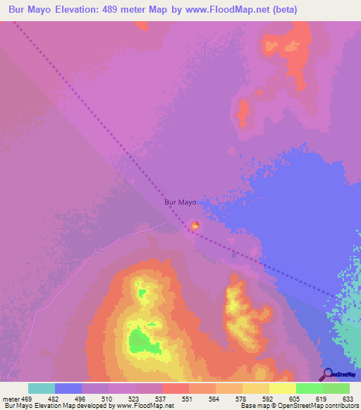 Bur Mayo,Kenya Elevation Map