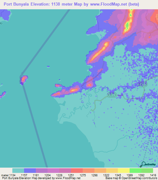 Port Bunyala,Kenya Elevation Map