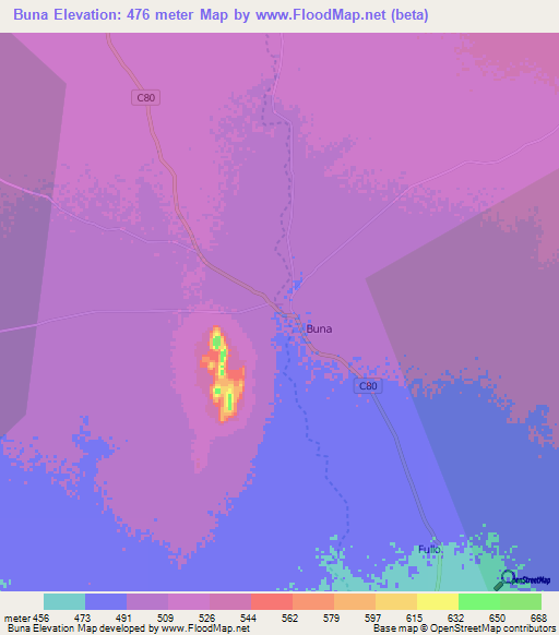 Buna,Kenya Elevation Map