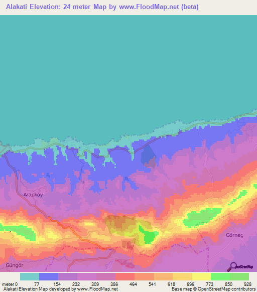 Alakati,Cyprus Elevation Map