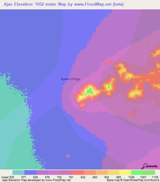 Ajao,Kenya Elevation Map