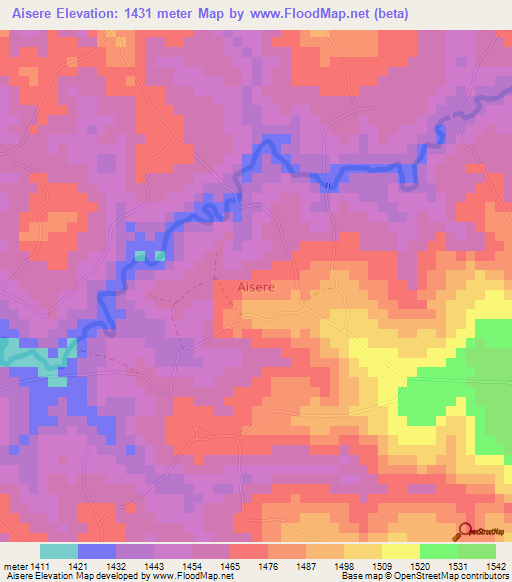 Aisere,Kenya Elevation Map