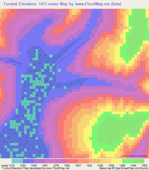 Tunduti,Rwanda Elevation Map
