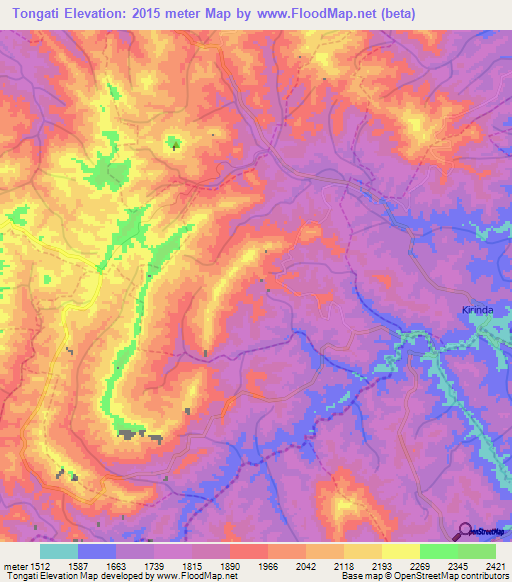 Tongati,Rwanda Elevation Map
