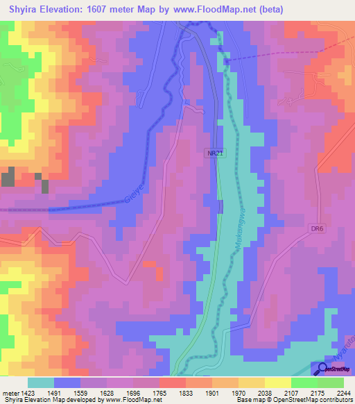 Shyira,Rwanda Elevation Map