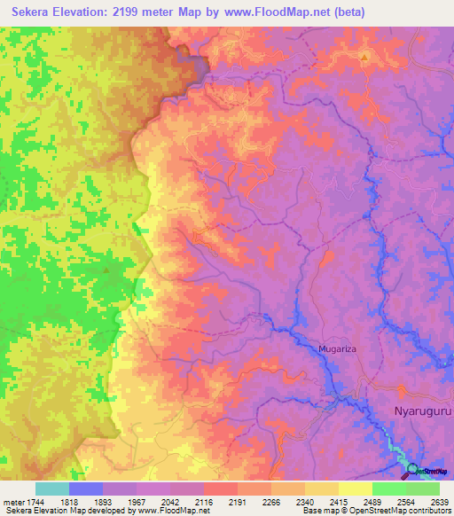 Sekera,Rwanda Elevation Map