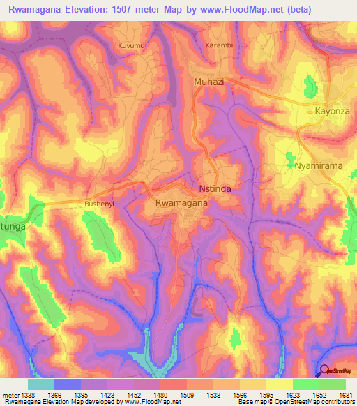 Rwamagana,Rwanda Elevation Map