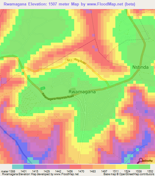 Rwamagana,Rwanda Elevation Map