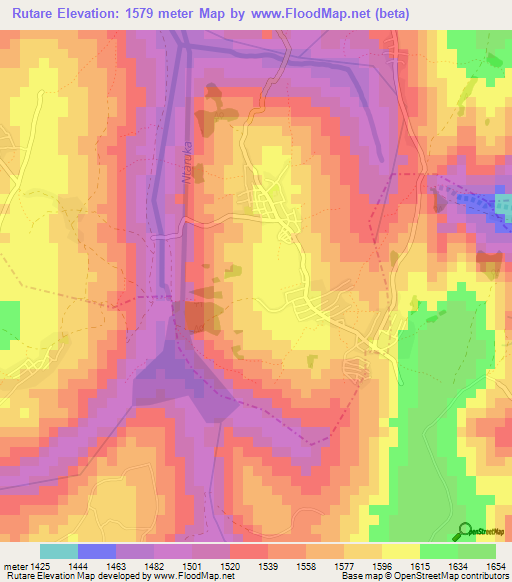 Rutare,Rwanda Elevation Map