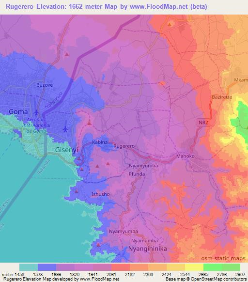 Rugerero,Rwanda Elevation Map