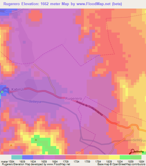 Rugerero,Rwanda Elevation Map