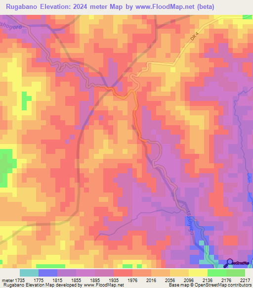 Rugabano,Rwanda Elevation Map