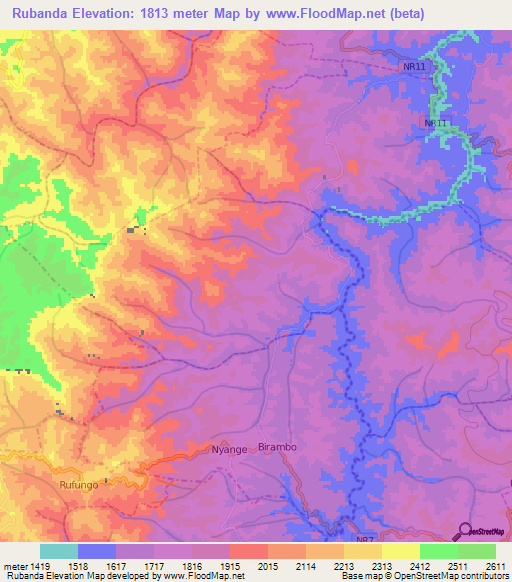 Rubanda,Rwanda Elevation Map