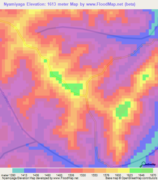 Nyamiyaga,Rwanda Elevation Map