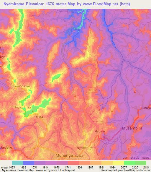 Nyamirama,Rwanda Elevation Map