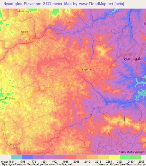 Nyamigina,Rwanda Elevation Map