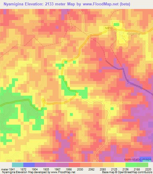 Nyamigina,Rwanda Elevation Map