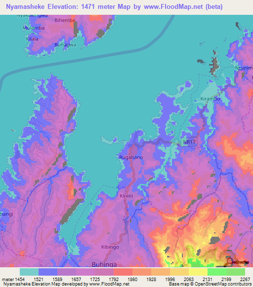 Nyamasheke,Rwanda Elevation Map