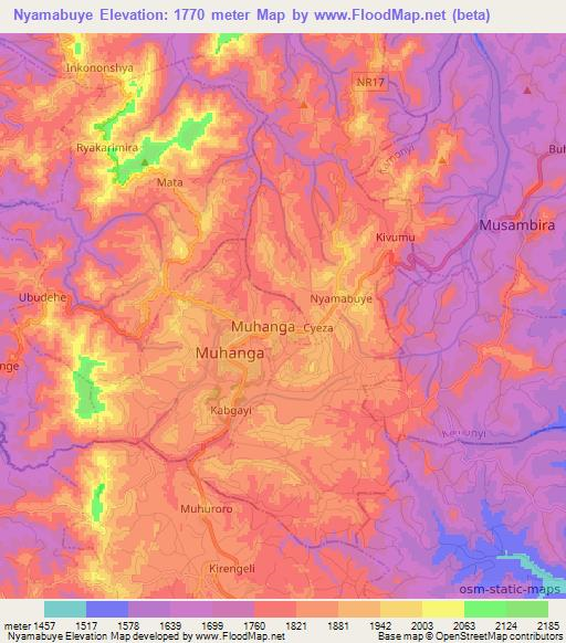 Nyamabuye,Rwanda Elevation Map