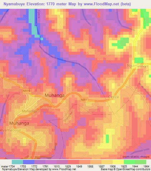 Nyamabuye,Rwanda Elevation Map